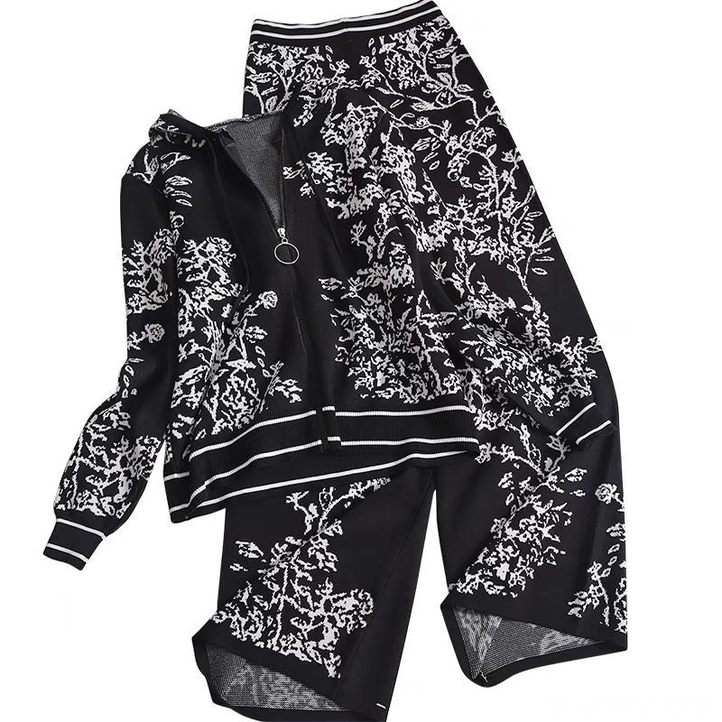 Two Piece Sets Womens New Fashion Autumn Winter Long Sleeve Cardigan Knitting Tops Loose Casual Wide Leg Pants Sets Autumn Winter Women Sets