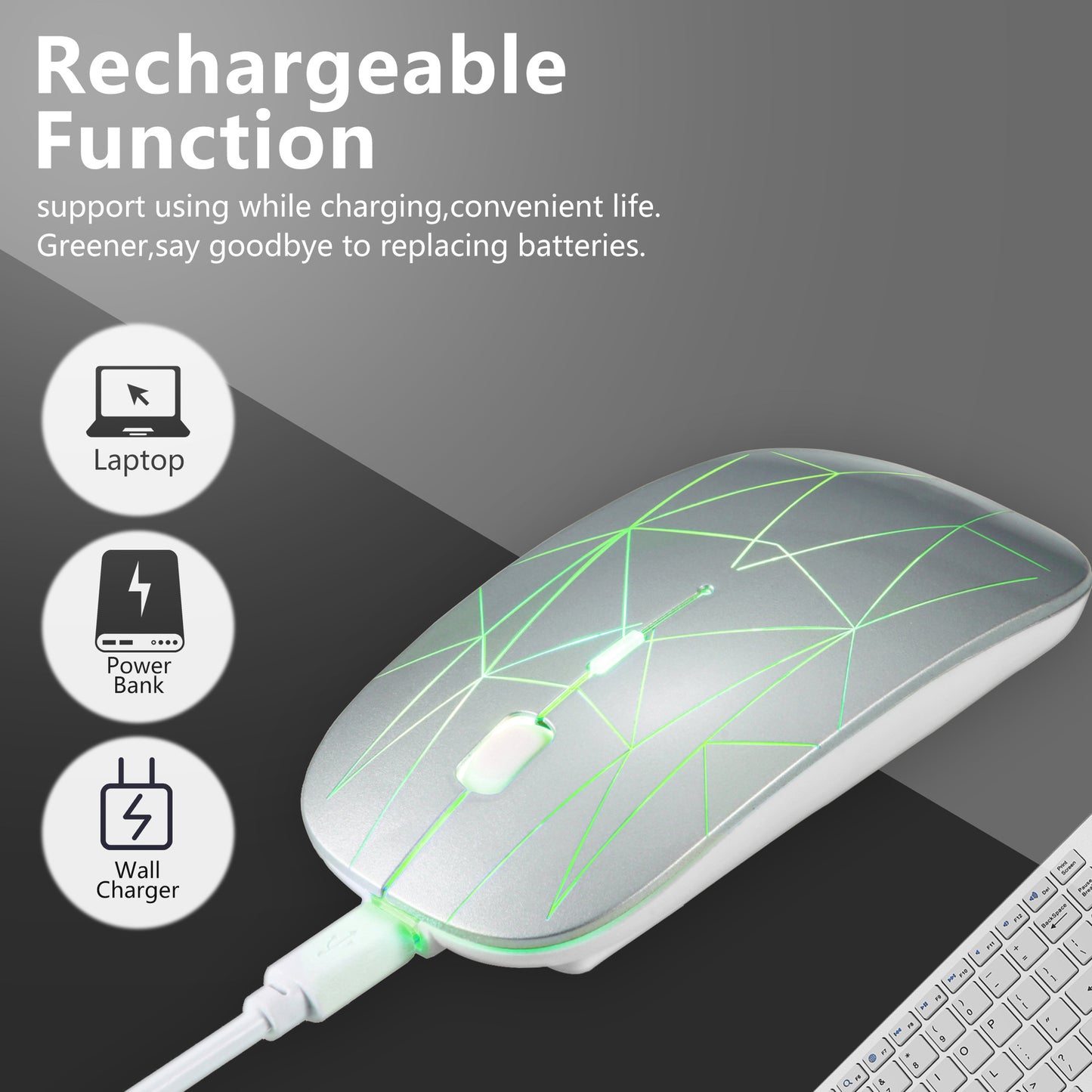 Suitable for Microsoft Surface Light up Silent Type c+USB Dual Interface Mouse Wireless Mouse - E-Esther Clothing Store