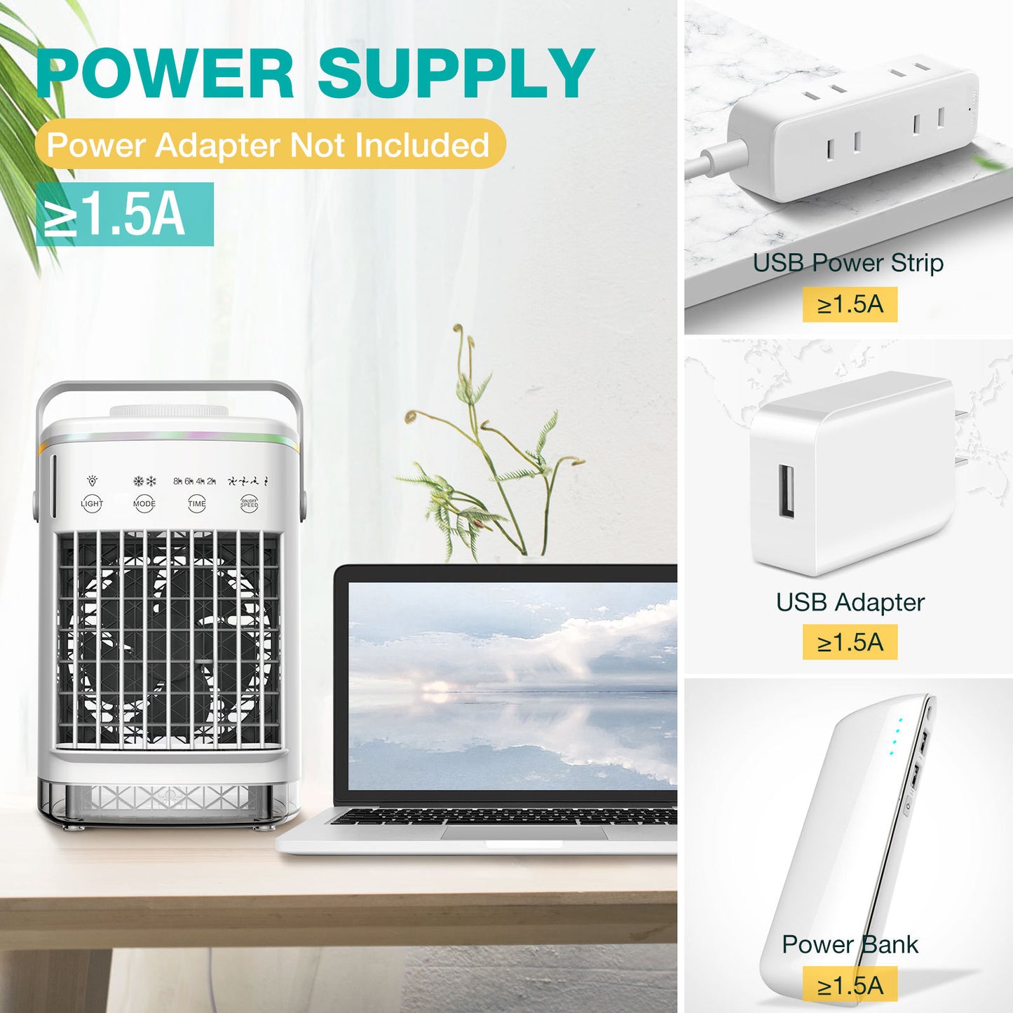 Air Conditioning Fan USB Humidification Spray Cooling Fan Household Air Cooler Portable Electric Fan Mini Fan