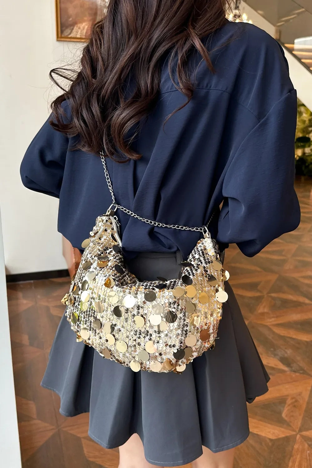 Sequin Chain Crossbody Bag - E-Esther Clothing Store