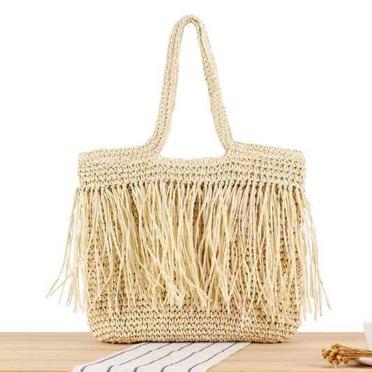 Beach Resort Chic: Handwoven Tassel Bag - Stylish, Spacious, and Versatile Crossbody Bag - E-Esther Clothing Store