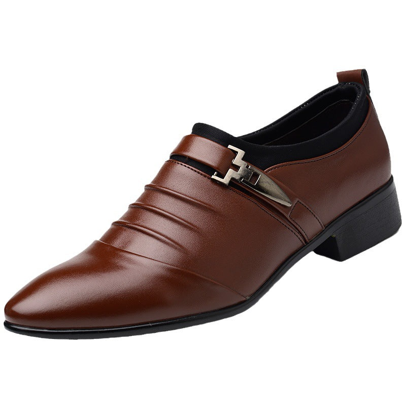 Business casual leather shoes, one foot shoes, youth trendy shoes, lazy shoes, pointed hairstylists, leather shoes, men's shoes - E-Esther Clothing Store