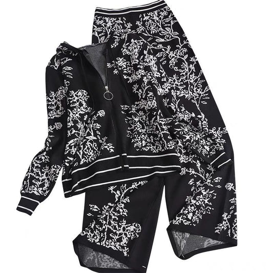Two Piece Sets Womens  New Fashion Autumn Winter Long Sleeve Cardigan Knitting Tops Loose Casual Wide Leg Pants Sets Autumn Winter Women Sets
