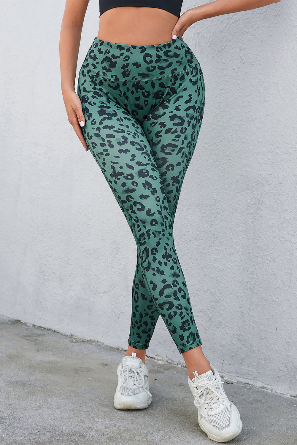 Green Classic Leopard Print Active Leggings - E-Esther Clothing Store