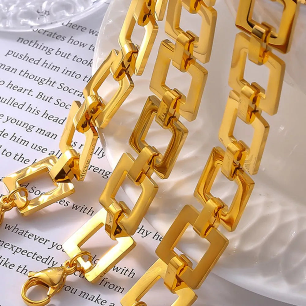 Titanium Steel Hollow Square Chain Bracelet - E-Esther Clothing Store