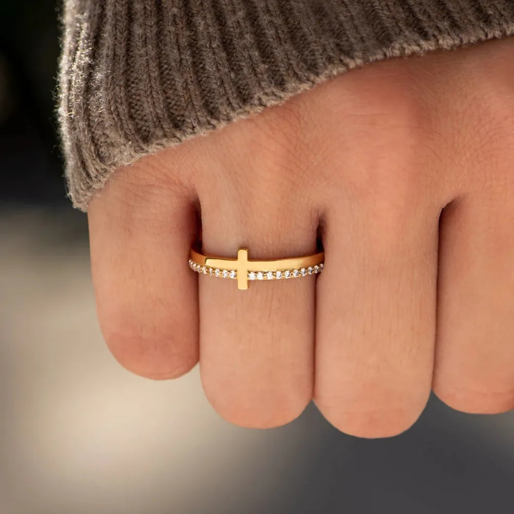 925 Sterling Silver Cross Ring - E-Esther Clothing Store