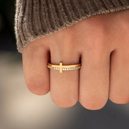 925 Sterling Silver Cross Ring - E-Esther Clothing Store