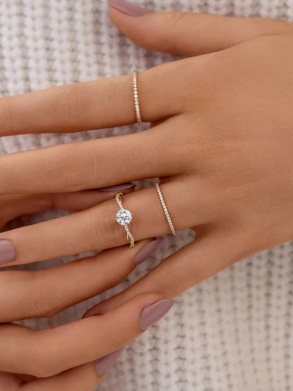 925 Sterling Silver Inlaid Zircon Ring - E-Esther Clothing Store
