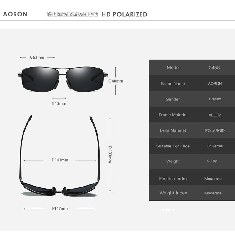 Classic Retro Mens Polarized Sunglasses Men Rectangle Sun Glasses Aluminum Frame Sunglasses Men UV400 - E-Esther Clothing Store