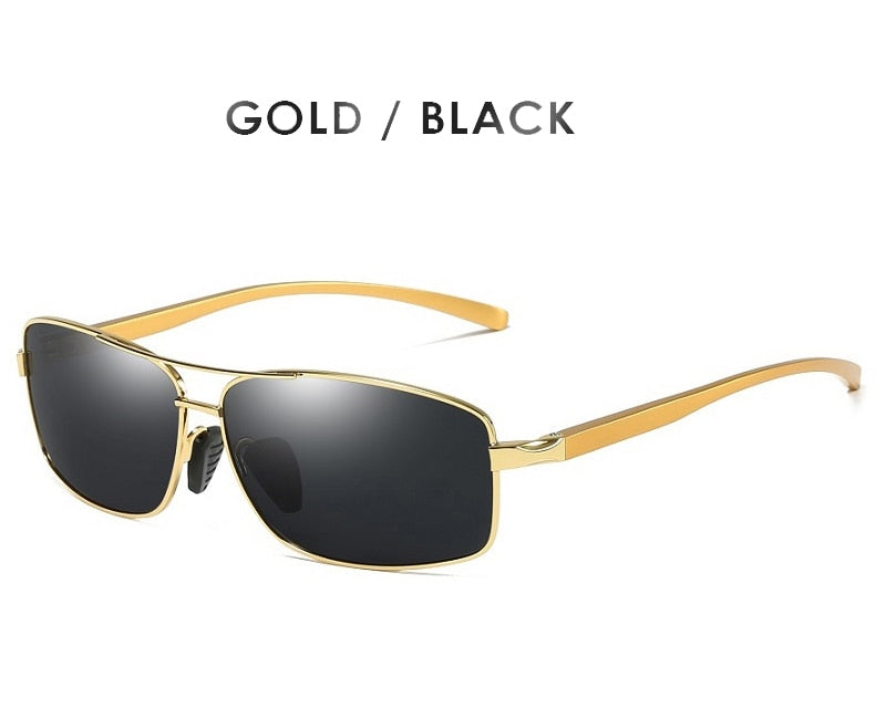 Classic Retro Mens Polarized Sunglasses Men Rectangle Sun Glasses Aluminum Frame Sunglasses Men UV400 - E-Esther Clothing Store