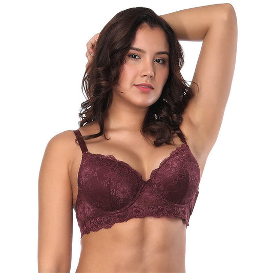 Underwear lace sexy bra thin mold cup steel ring - E-Esther Clothing Store