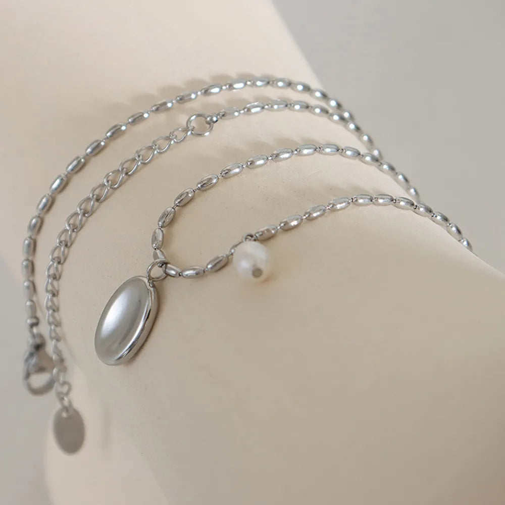 Elliptical brand niche commuting fashion titanium steel necklace women's collarbone chain - E-Esther Clothing Store