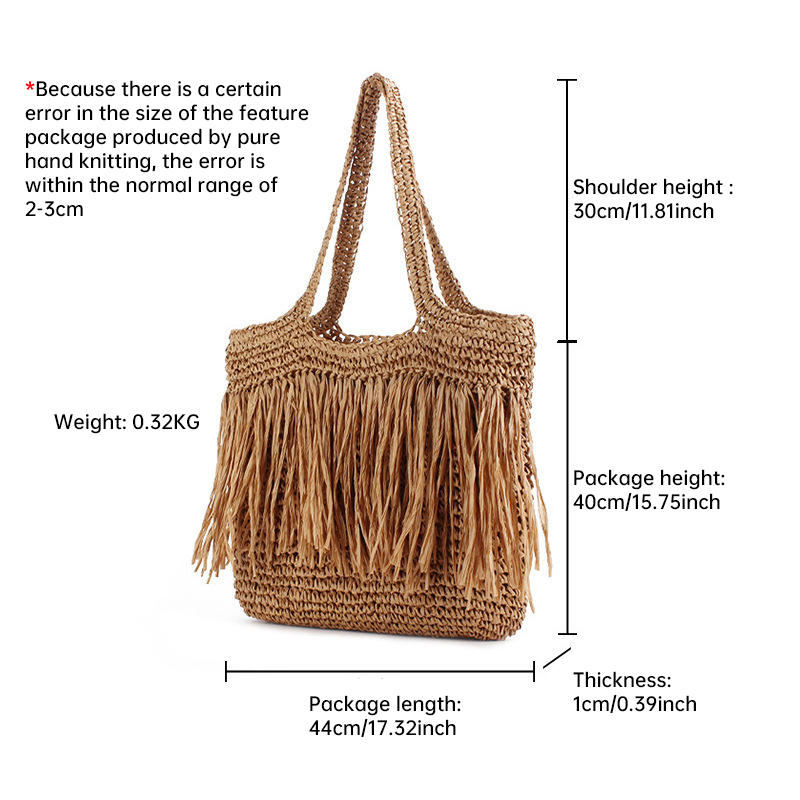 Beach Resort Chic: Handwoven Tassel Bag - Stylish, Spacious, and Versatile Crossbody Bag - E-Esther Clothing Store