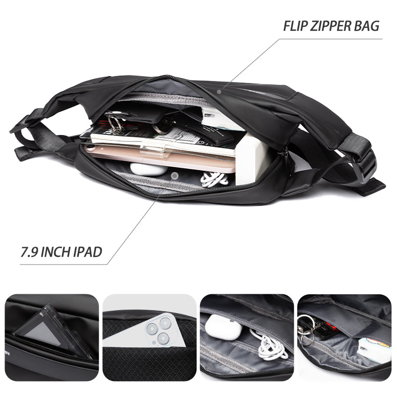 Chest bag men's small shoulder bag multifunctional trendy crossbody bag commuter mailman shoulder bag waist bag backpack - E-Esther Clothing Store
