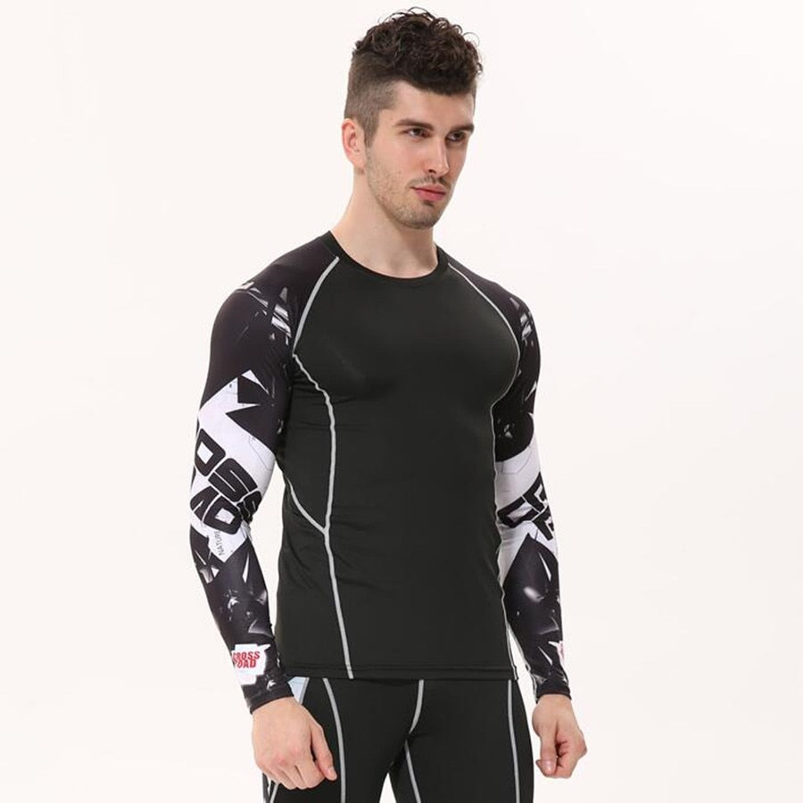 Mens Compression Shirts 3D Teen Wolf Jerseys Long Sleeve T Shirt Fitness Men Lycra MMA Crossfit T-Shirts Tights Brand Clothing - E-Esther Clothing Store