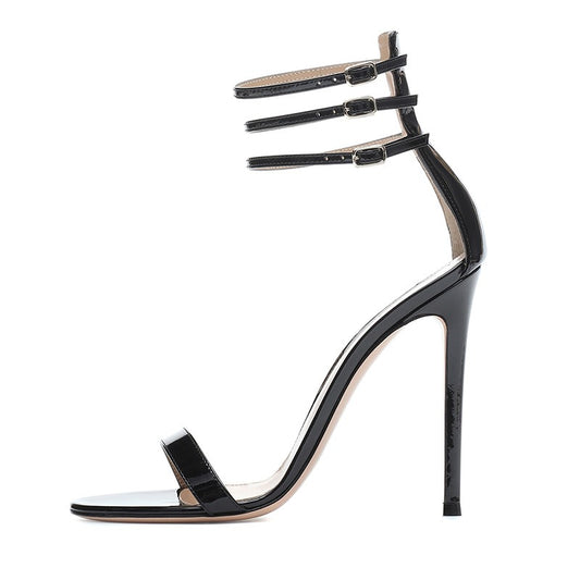 White Black Metal Buckle Fashion High Heels Womens Shoes - E-Esther Clothing Store
