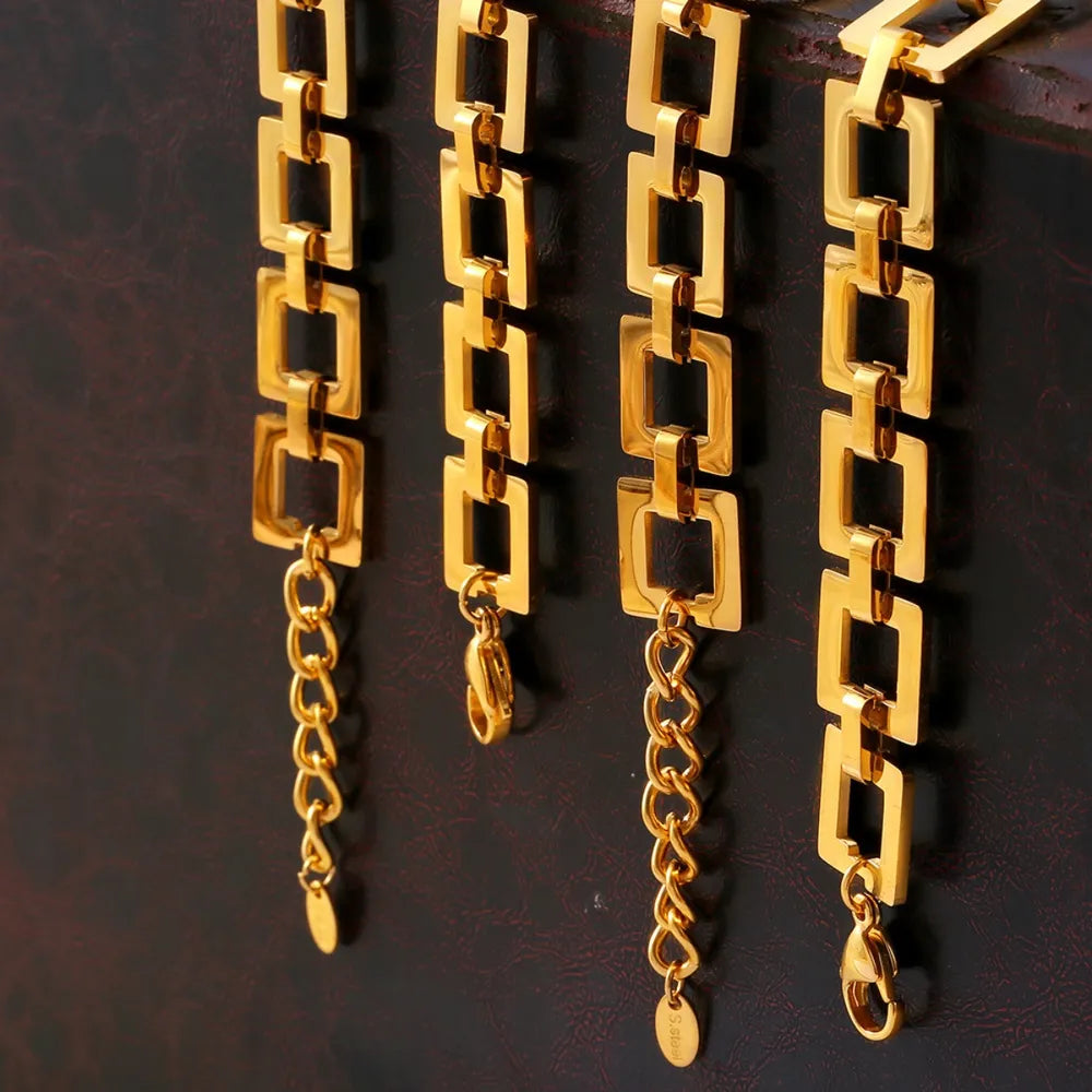 Titanium Steel Hollow Square Chain Bracelet - E-Esther Clothing Store
