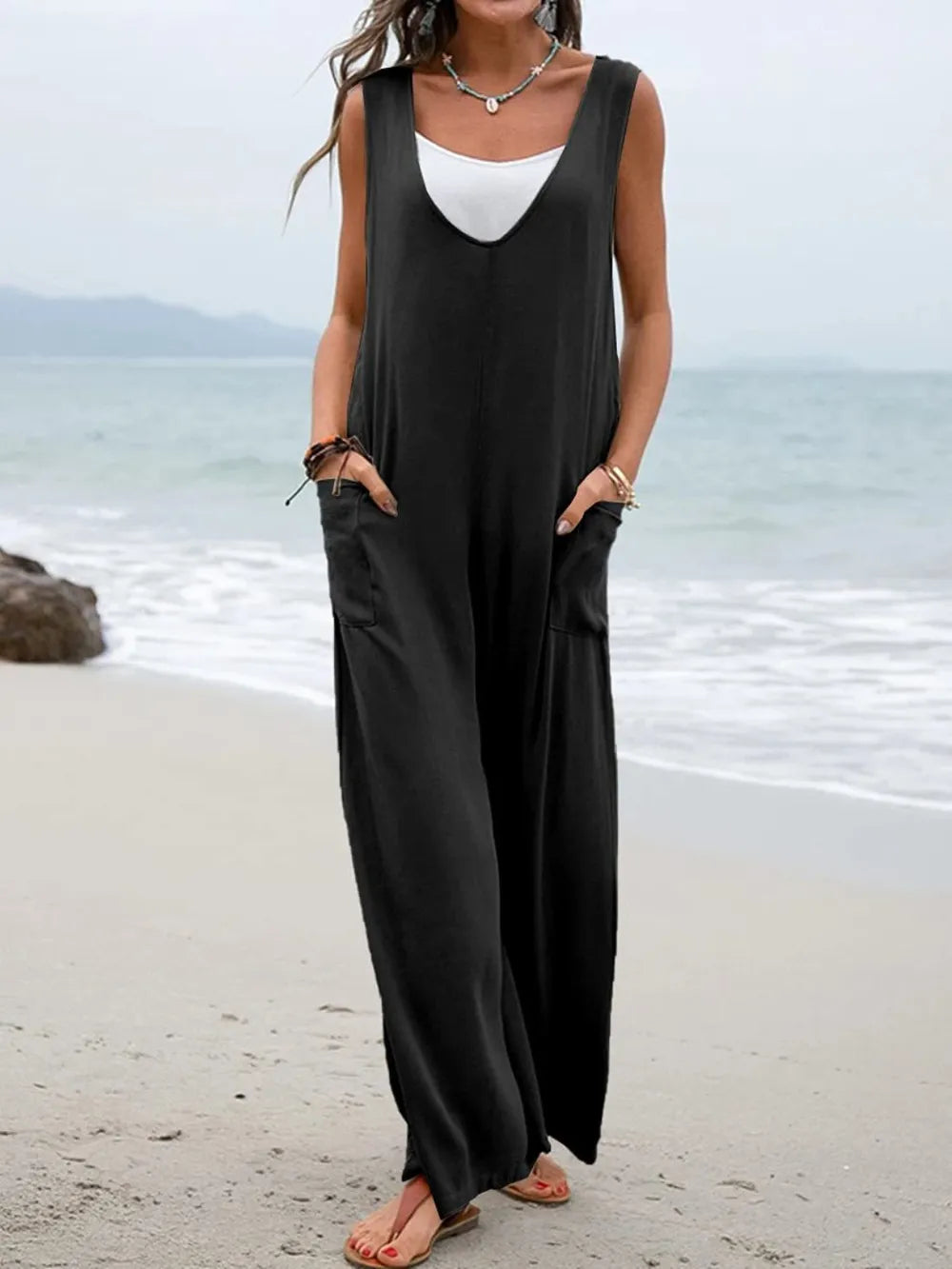 Spring and summer style women's jumpsuit sleeveless women's jumpsuit - E-Esther Clothing Store