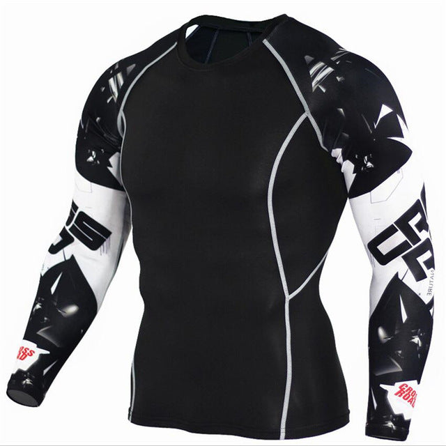 Mens Compression Shirts 3D Teen Wolf Jerseys Long Sleeve T Shirt Fitness Men Lycra MMA Crossfit T-Shirts Tights Brand Clothing - E-Esther Clothing Store