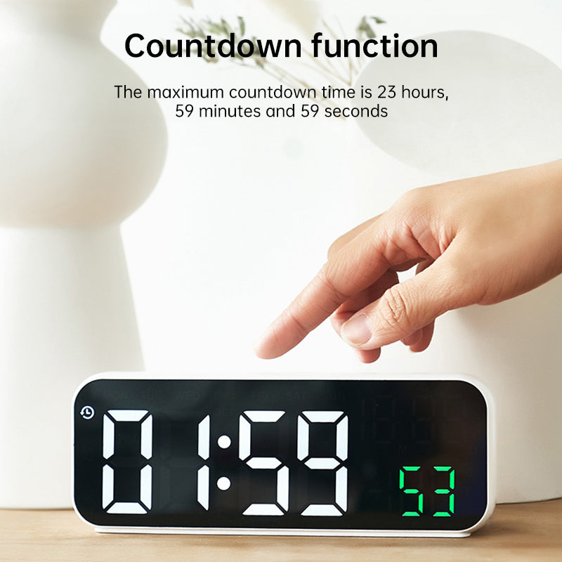 Digital Alarm Clock with Temp, Date, Week. Night Mode. Voice - controlled. 12/24H LED - E-Esther Clothing Store