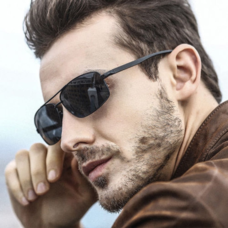 Classic Retro Mens Polarized Sunglasses Men Rectangle Sun Glasses Aluminum Frame Sunglasses Men UV400 - E-Esther Clothing Store