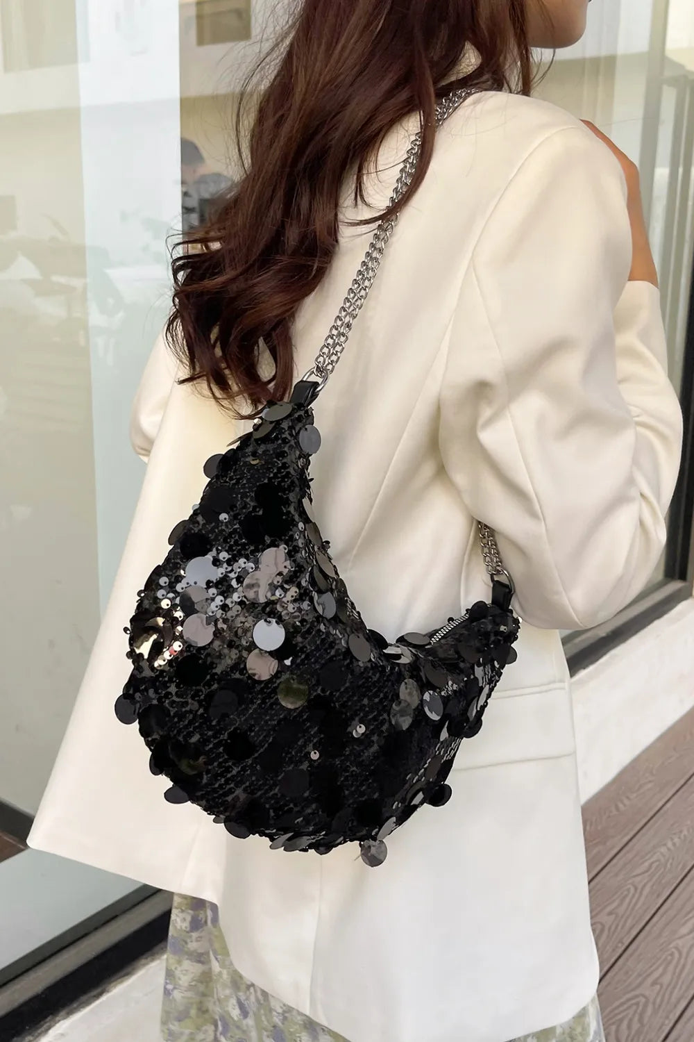 Sequin Chain Crossbody Bag - E-Esther Clothing Store
