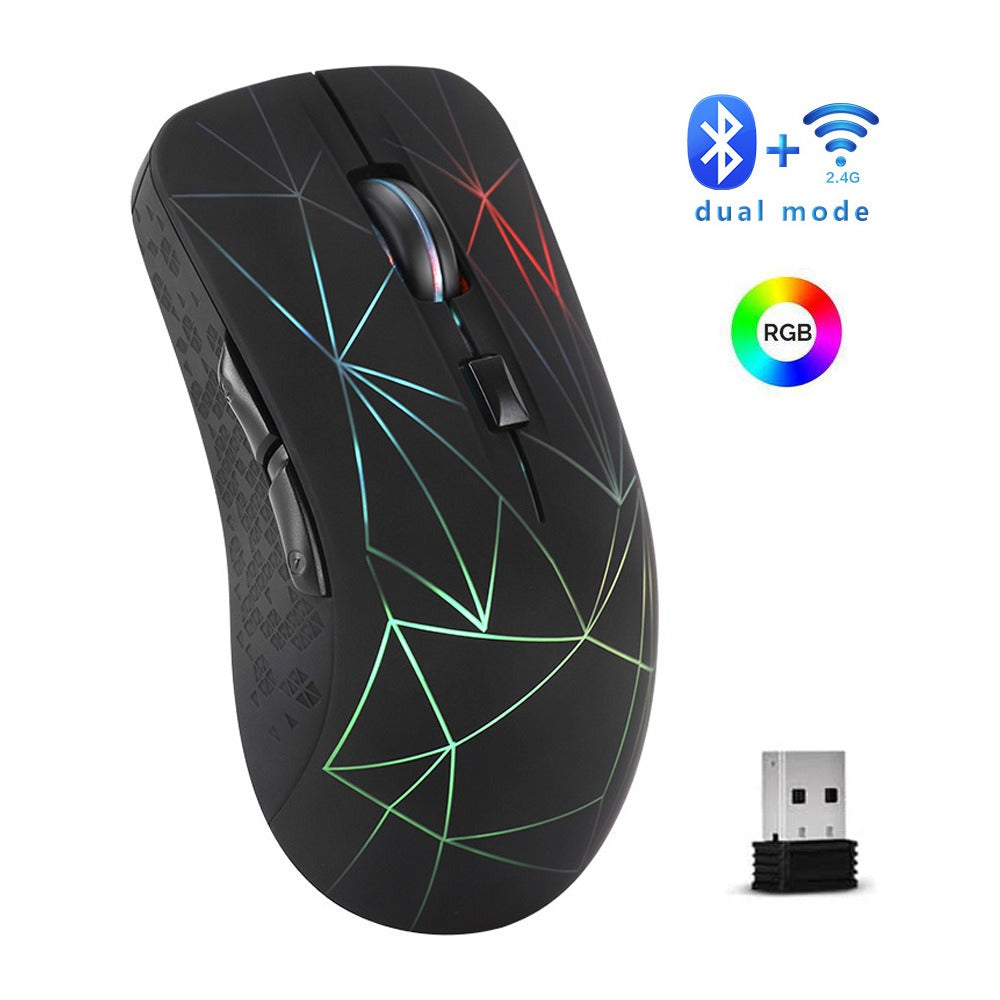 Dual mode wireless mouse silent office colorful illuminated charging Bluetooth mouse for laptops - E-Esther Clothing Store