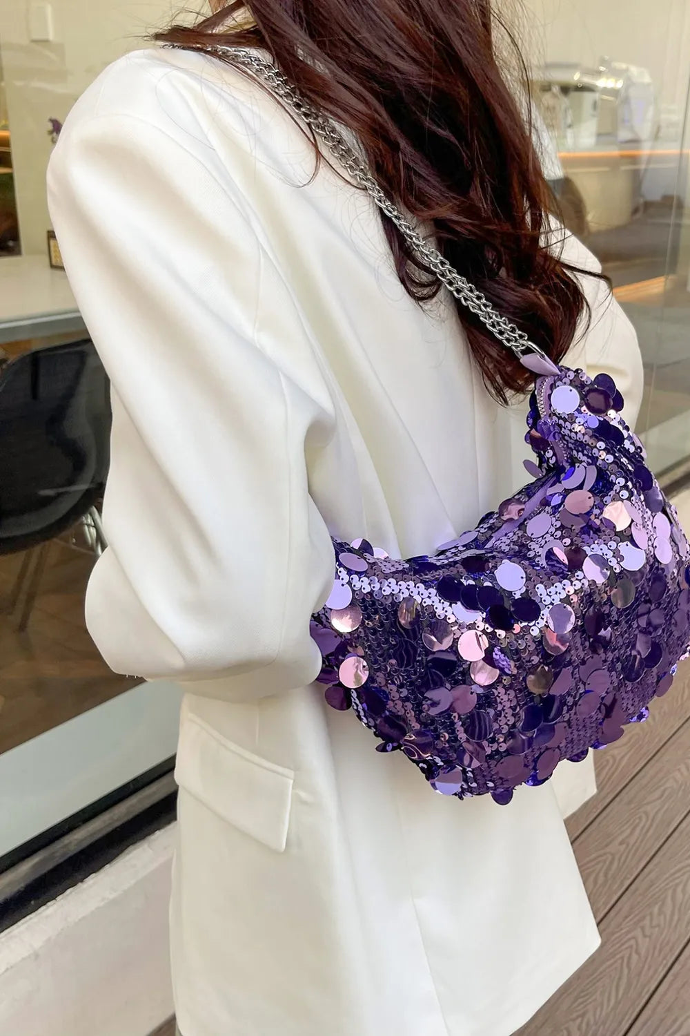 Sequin Chain Crossbody Bag - E-Esther Clothing Store