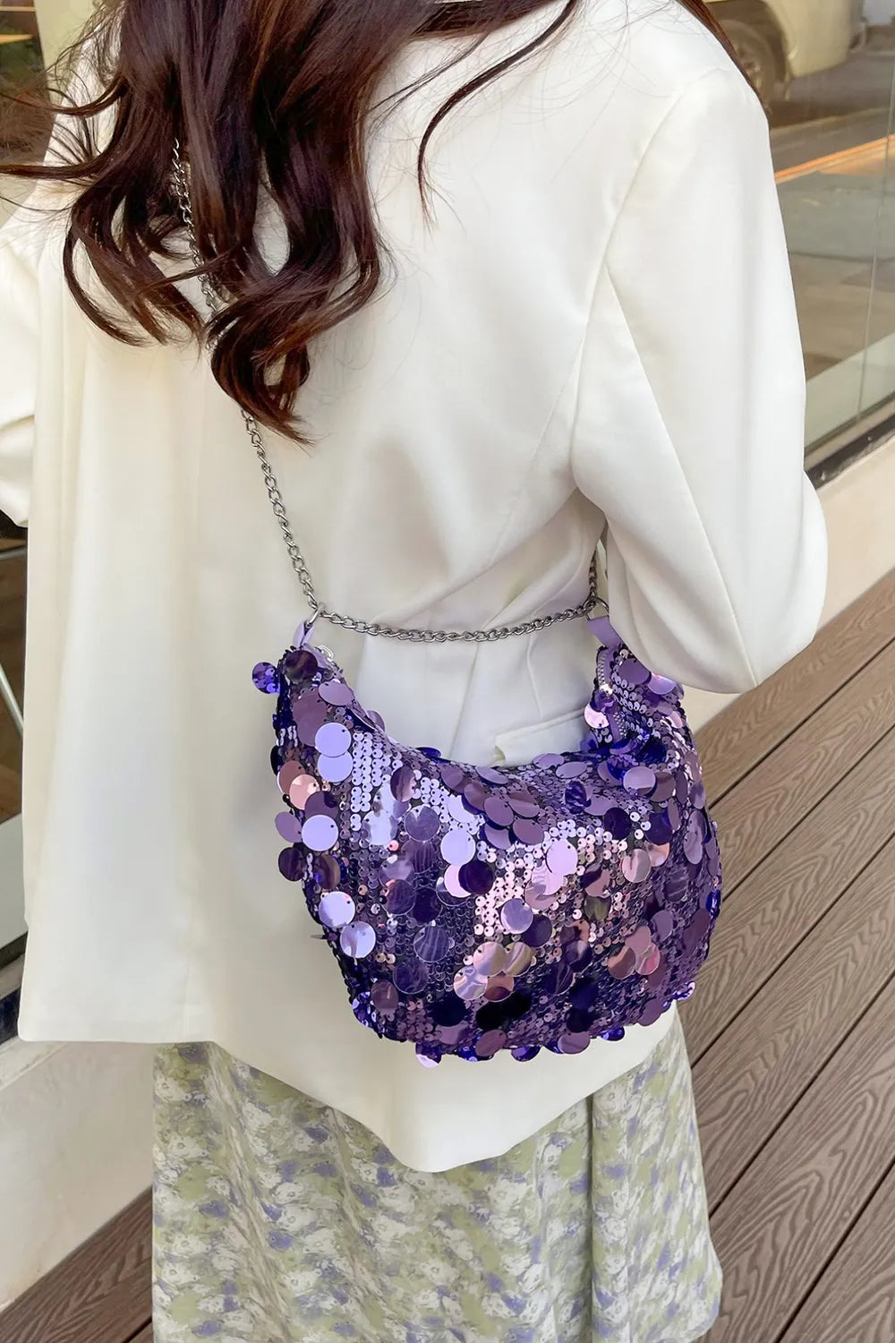 Sequin Chain Crossbody Bag - E-Esther Clothing Store
