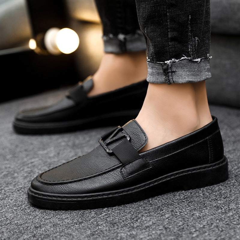 British style summer men's shoes versatile men's casual shoes business formal black leather shoes work trendy shoes - E-Esther Clothing Store