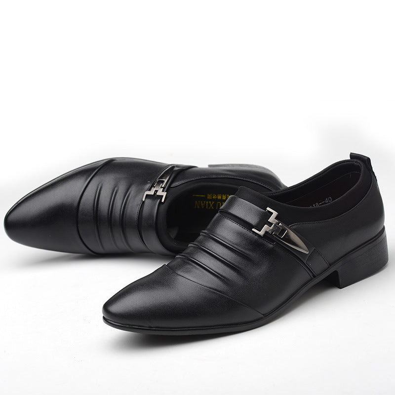 Business casual leather shoes, one foot shoes, youth trendy shoes, lazy shoes, pointed hairstylists, leather shoes, men's shoes - E-Esther Clothing Store