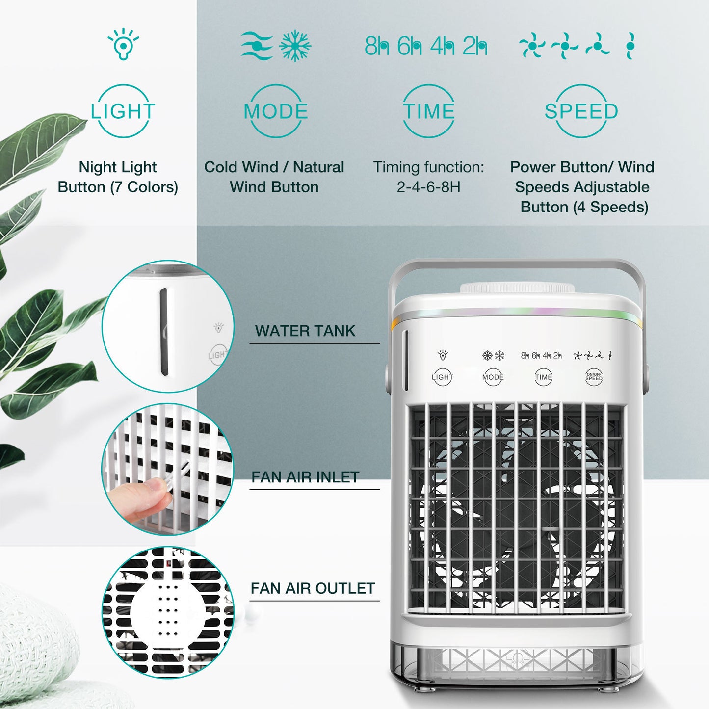 Air Conditioning Fan USB Humidification Spray Cooling Fan Household Air Cooler Portable Electric Fan Mini Fan