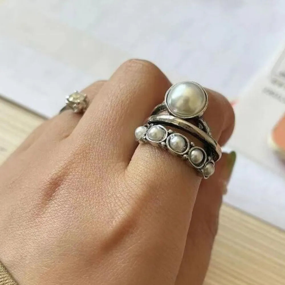 Alloy Three-Layered Open Ring - E-Esther Clothing Store