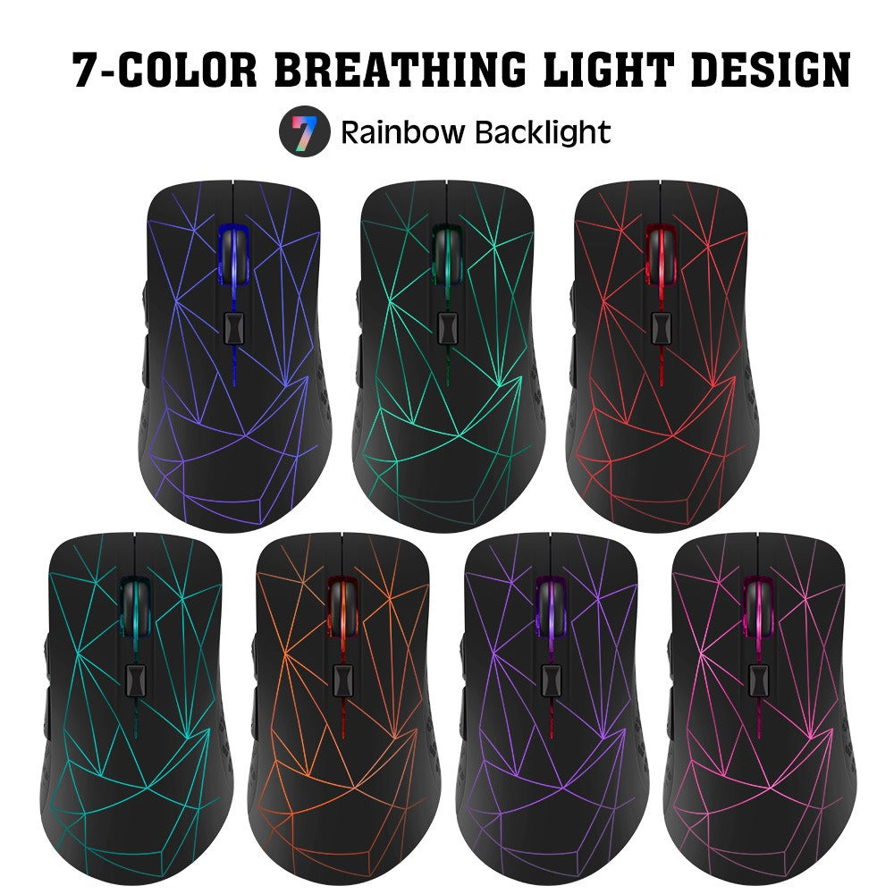 Dual mode wireless mouse silent office colorful illuminated charging Bluetooth mouse for laptops - E-Esther Clothing Store