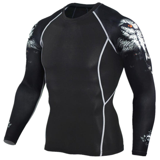 Mens Compression Shirts 3D Teen Wolf Jerseys Long Sleeve T Shirt Fitness Men Lycra MMA Crossfit T-Shirts Tights Brand Clothing - E-Esther Clothing Store