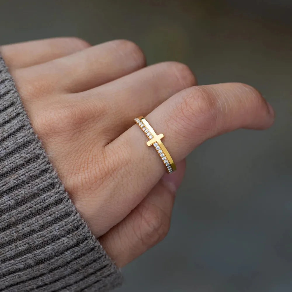 925 Sterling Silver Cross Ring - E-Esther Clothing Store