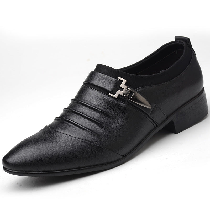 Business casual leather shoes, one foot shoes, youth trendy shoes, lazy shoes, pointed hairstylists, leather shoes, men's shoes - E-Esther Clothing Store