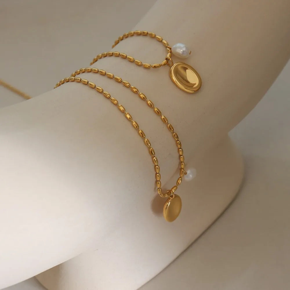 Elliptical brand niche commuting fashion titanium steel necklace women's collarbone chain - E-Esther Clothing Store
