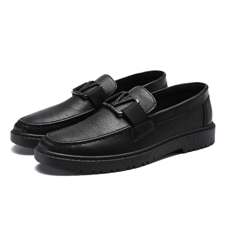 British style summer men's shoes versatile men's casual shoes business formal black leather shoes work trendy shoes - E-Esther Clothing Store