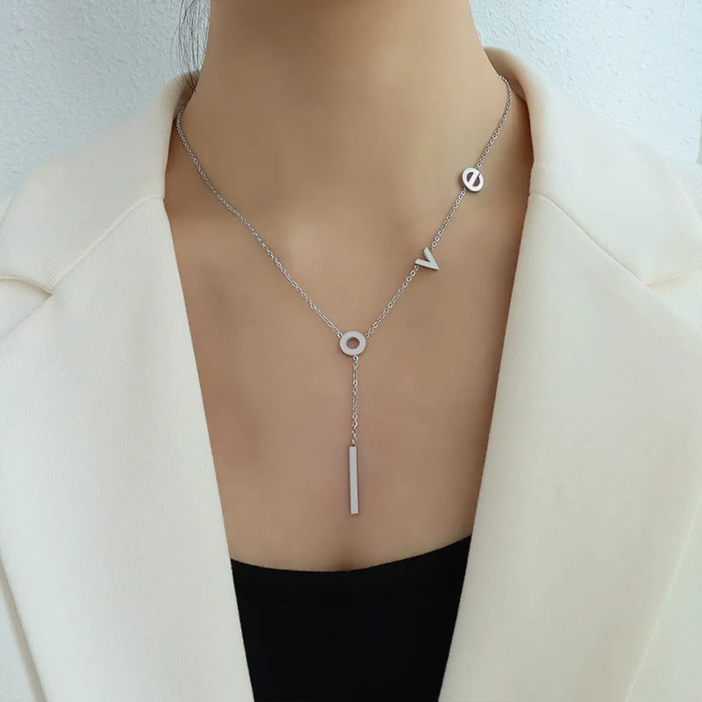 Titanium Steel Letter Necklace - E-Esther Clothing Store