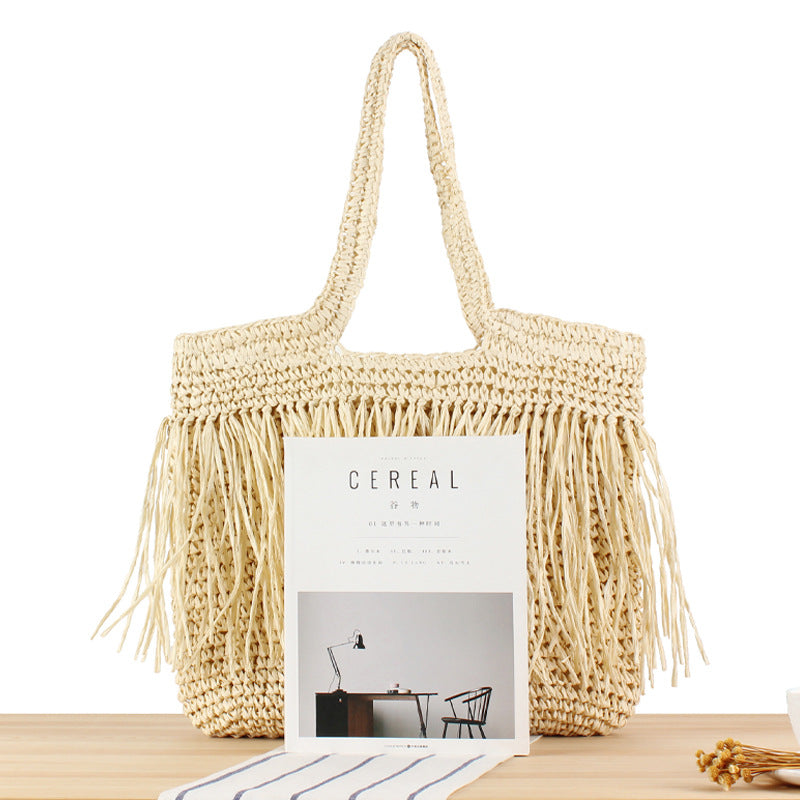 Beach Resort Chic: Handwoven Tassel Bag - Stylish, Spacious, and Versatile Crossbody Bag - E-Esther Clothing Store