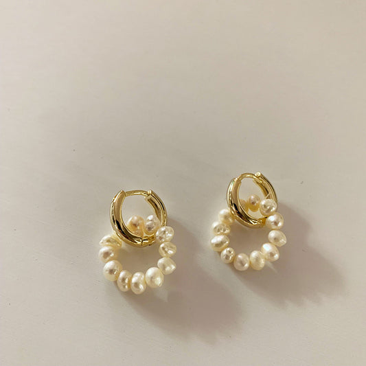 Natural Freshwater Pearl Earrings for Women Two Wear Detachable Simple French Buckle - E-Esther Clothing Store