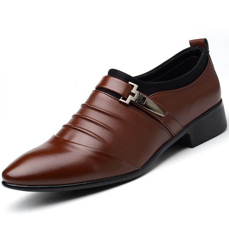 Business casual leather shoes, one foot shoes, youth trendy shoes, lazy shoes, pointed hairstylists, leather shoes, men's shoes - E-Esther Clothing Store