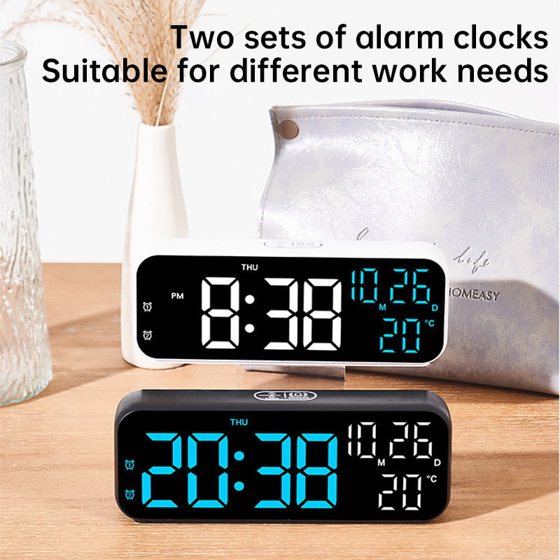 Digital Alarm Clock with Temp, Date, Week. Night Mode. Voice - controlled. 12/24H LED - E-Esther Clothing Store