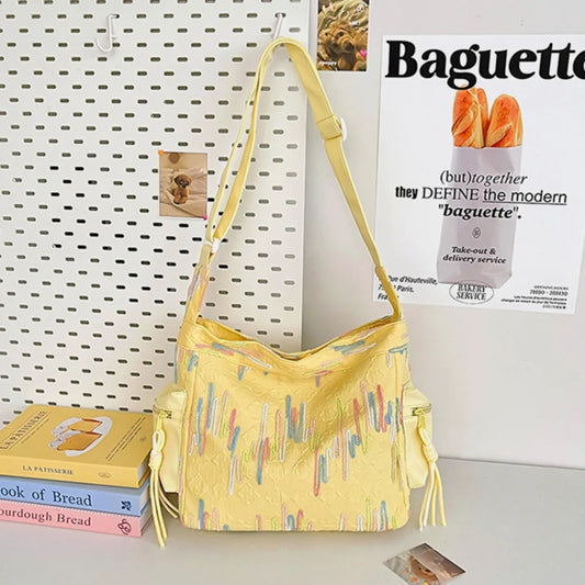 Contrast Texture Shoulder Bag - E-Esther Clothing Store