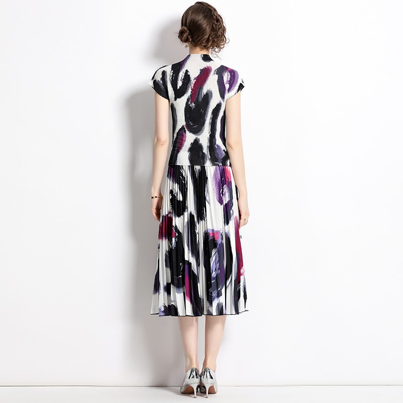 Summer Women's Suit Slim Fit Woman Dress Mid Length Set Pieces Modern Elegant Fashion Outfit Short Sleeve Sets Womens Piece - E-Esther Clothing Store