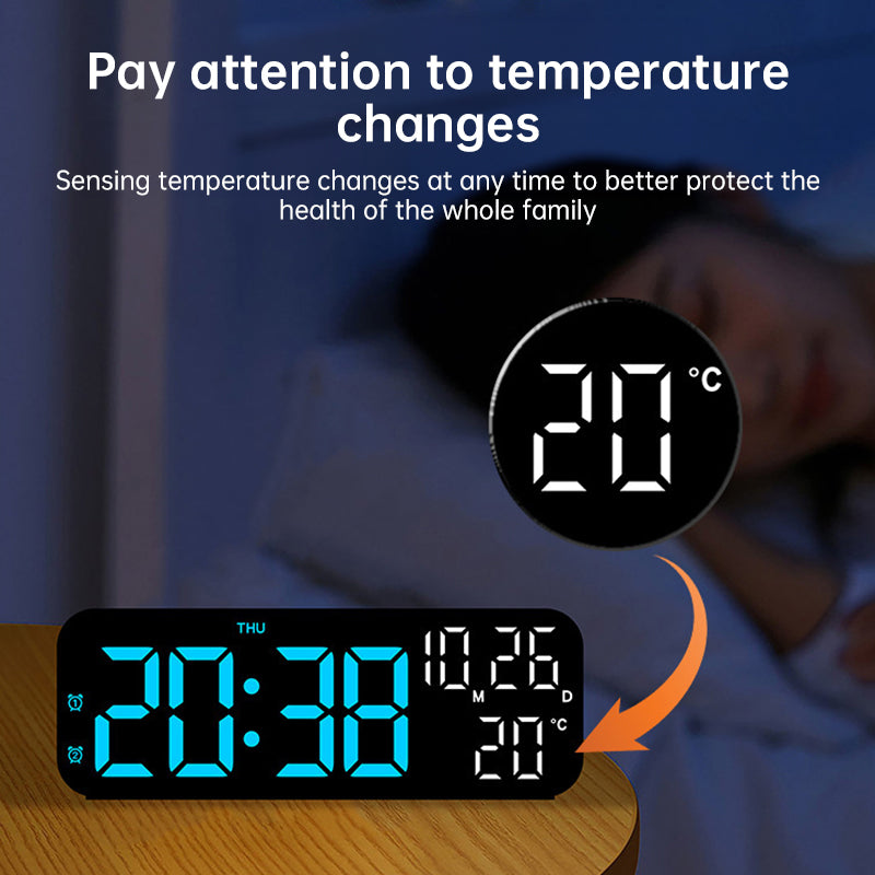 Digital Alarm Clock with Temp, Date, Week. Night Mode. Voice - controlled. 12/24H LED - E-Esther Clothing Store