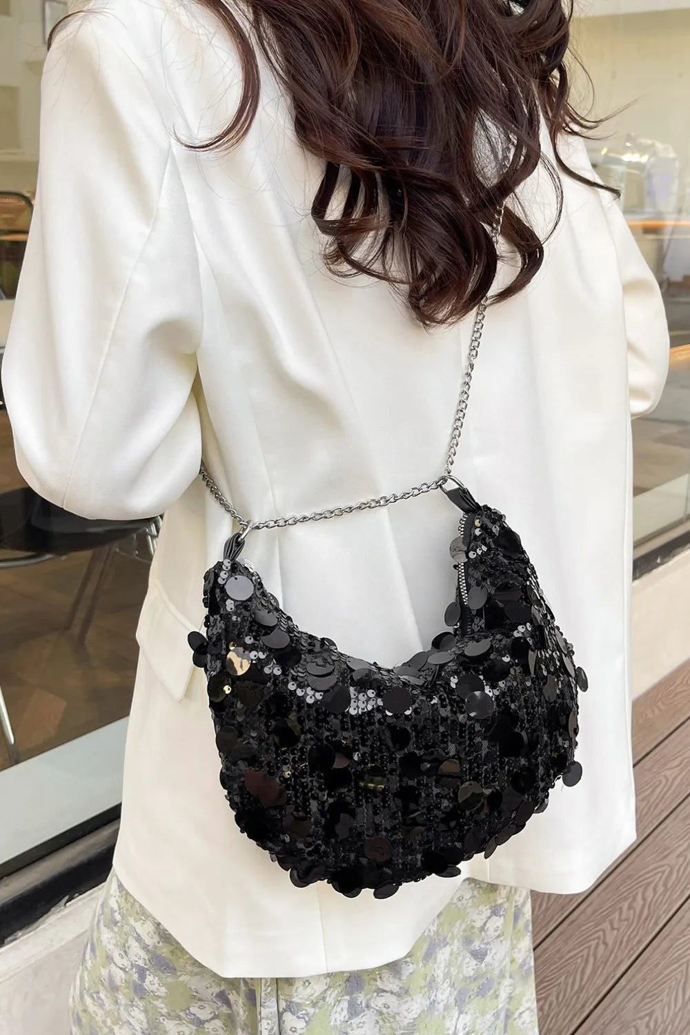 Sequin Chain Crossbody Bag - E-Esther Clothing Store