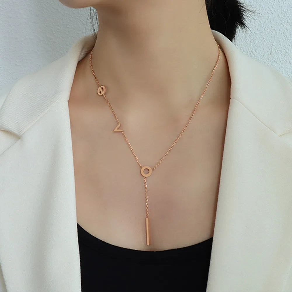 Titanium Steel Letter Necklace - E-Esther Clothing Store