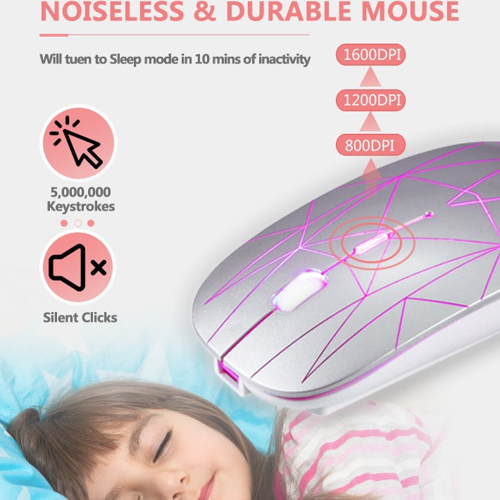 Suitable for Microsoft Surface Light up Silent Type c+USB Dual Interface Mouse Wireless Mouse - E-Esther Clothing Store